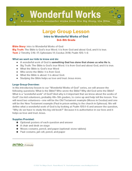 Wonderful Works (Old Testament) – Large Group Lessons (Digital Download)