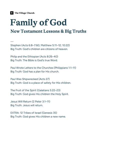 The Family of God (New Testament) – Small Group Lessons (Digital Download)