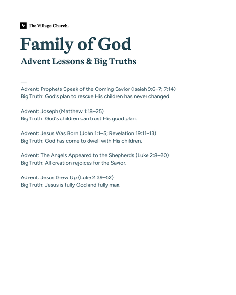 The Family of God - Advent Lessons (Digital Download)